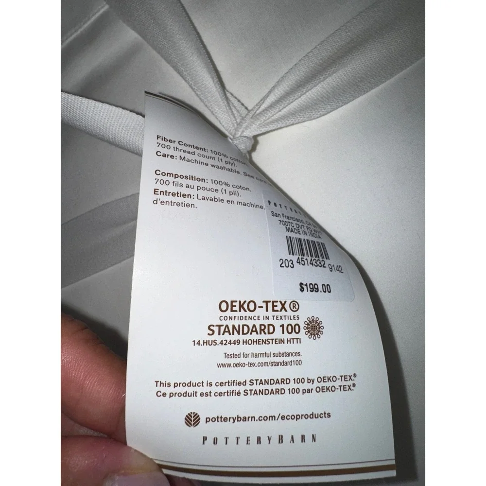 Pottery Barn Foundations Ultra Fine Duvet Cover White Full Queen 700 Cotton NWT